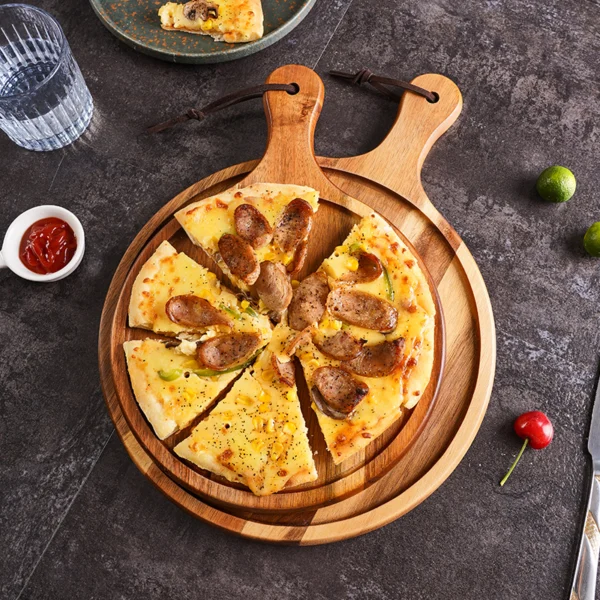 Round Slotted Acacia Pizza and Steak Plank