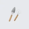 Pizza Baking Set - Wooden Handle SS Pizza Cutter & Shovel