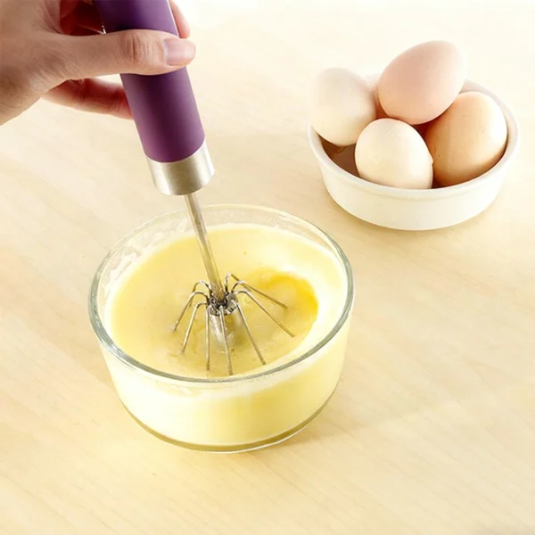 Mixing eggs with 14-inch semi-automatic press egg beater - easy handheld kitchen tool