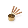 8-piece stainless steel measuring spoons and cups set with rose gold wooden handle for commercial baking