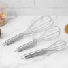 stainless steel manual egg beater with large whisk head ergonomic handle for home baking