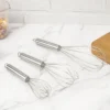 stainless steel manual egg beater with large whisk head ergonomic handle for home baking