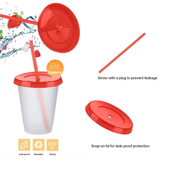 16oz BPA-Free Single-Layer Plastic Straw Tumbler006 Multiple colors of 16oz BPA-free single-layer plastic straw tumbler