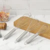 stainless steel manual egg beater with large whisk head ergonomic handle for home baking