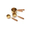 8-piece stainless steel measuring spoons and cups set with rose gold wooden handle for commercial baking