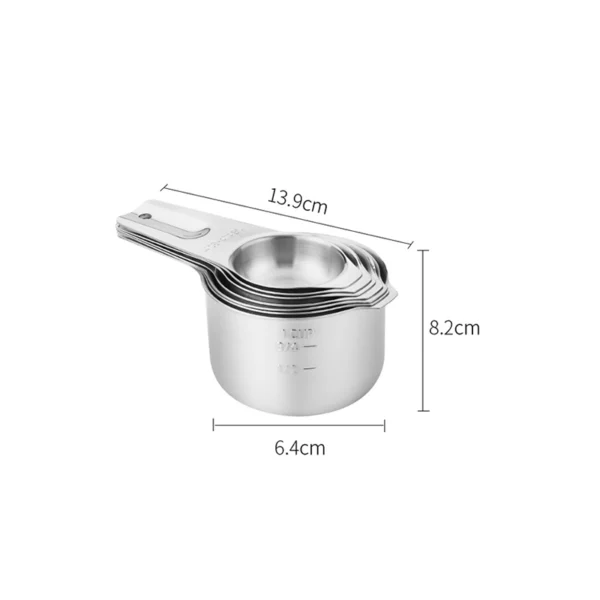 clear metric imperial dual-scale markings on food-safe stainless steel measuring set
