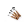 8-piece stainless steel measuring spoons and cups set with rose gold wooden handle for commercial baking