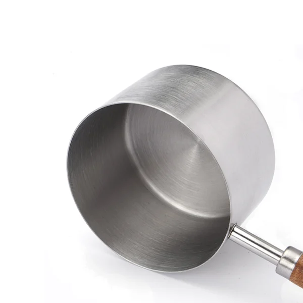 ergonomic acacia wooden handle of stainless steel measuring spoons cups set for comfortable grip